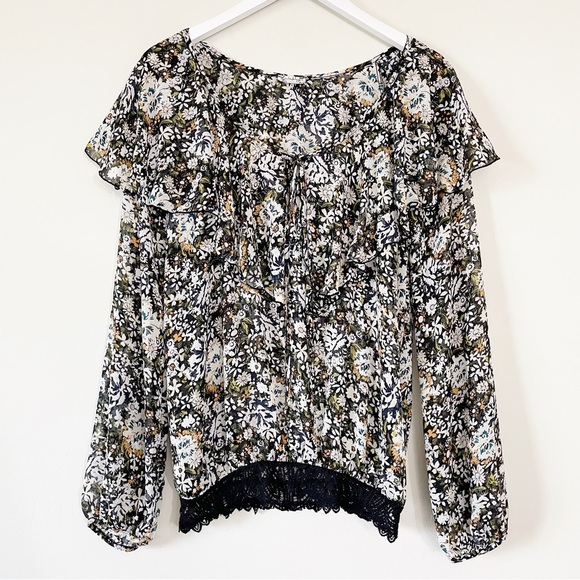 Free People Say It To Me Floral-print Top in Black Combo - Picture 1 of 14